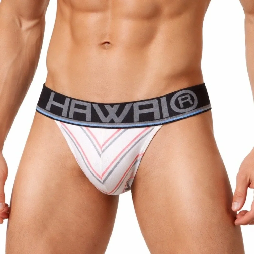 Hawai Small (28-30) Striped Jockstrap Athletic Supporter White Red Black - Picture 1 of 11